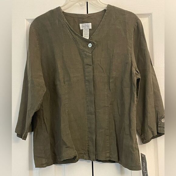 MoSaic Tops - MoSaic Army Green Linen Tunic Size Small